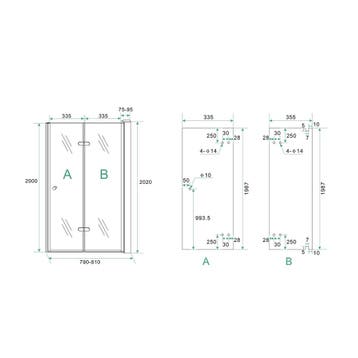 Wiesbaden Maki Nisdeur Vouwbaar Rechts - 800x2000x8mm- NANO, Ophalen of Verzenden, Nieuw, Glas