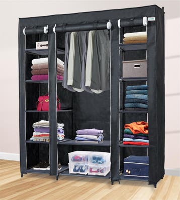 Opvouwbare Kledingkast | Campingkast | 144x44x170 | Zwart, Verzenden, Nieuw