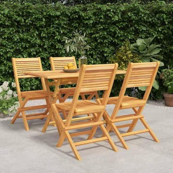 vidaXL 5-delige Tuinset massief teakhout, Tuin en Terras, 4 zitplaatsen, Verzenden, Nieuw, Tuinset