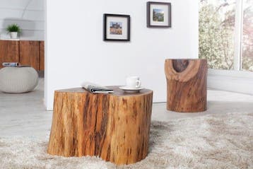 Massief houten salontafel GOA 50cm acaciaboomstamkruk, Huis en Inrichting, Banken | Voetenbanken en Poefen, Ophalen of Verzenden