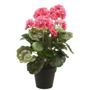 Kunstplant Geranium roze in zwarte pot 35 cm  - Kunst gera.., Ophalen of Verzenden