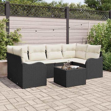 vidaXL Tuin Sofa Set 7 st 6-Aantal zitplaatsen Zwart en, Verzenden