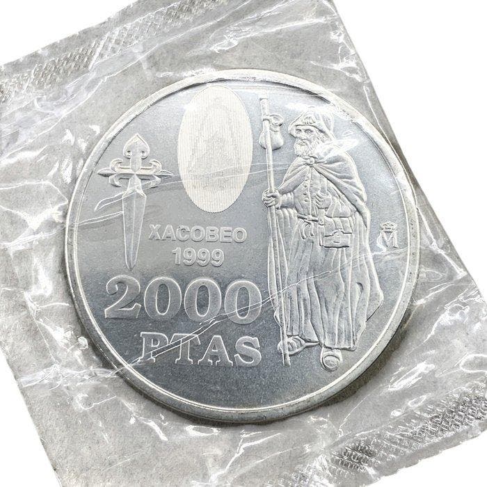 Spanje. Juan Carlos I. 2000 Pesetas 1999 - Xacobeo (Zonder, Postzegels en Munten, Munten | Europa | Niet-Euromunten