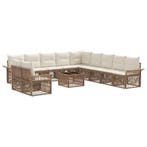 vidaXL Tuinbankenset 12 pcs Beige poly rattan, Tuin en Terras, Tuinsets en Loungesets, Verzenden, Nieuw, 2 zitplaatsen