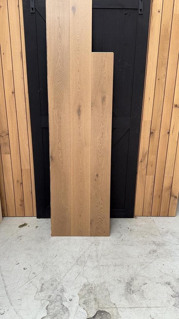 Aanbieding: Eiken vloer licht bruin geolied, Doe-het-zelf en Verbouw, Hout en Planken, Eiken, 200 tot 250 cm, Minder dan 25 mm