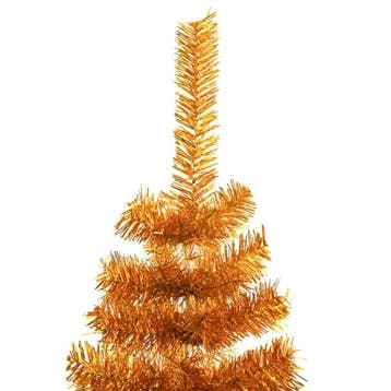 vidaXL Kunstkerstboom met standaard 120 cm PET goudkleurig, Verzenden, Nieuw