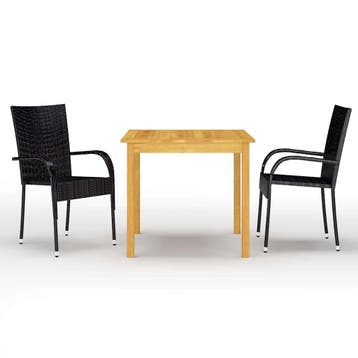 vidaXL 3-delige Tuinset zwart, Tuin en Terras, Tuinsets en Loungesets, 2 zitplaatsen, Nieuw, Tuinset, Verzenden
