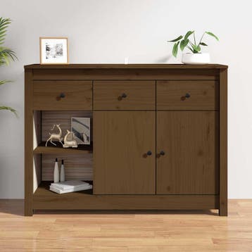 vidaXL Dressoir 100x35x74 cm massief grenenhout honingbruin, Huis en Inrichting, Verzenden, Nieuw, Grenenhout, Minder dan 50 cm