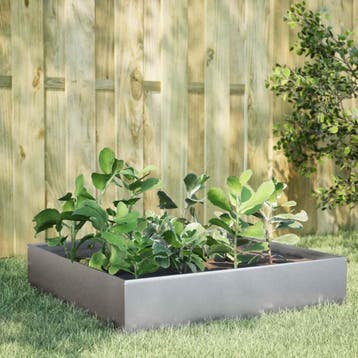 vidaXL Plantenbak verhoogd 100x100x33,5 cm gegalvaniseerd, Verzenden, Nieuw, Metaal
