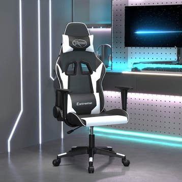 vidaXL Gamestoel kunstleer zwart en wit, Verzenden, Nieuw, Wit