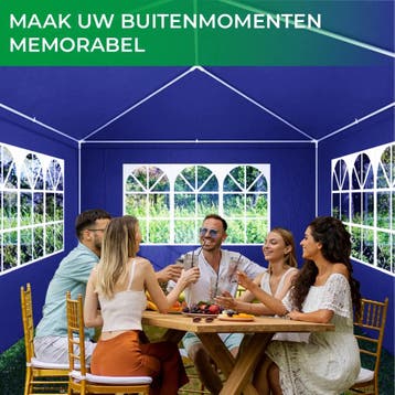 MaxxGarden Partytent 3x6m met zijwanden - Blauw (Tuin), Tuin en Terras, Partytenten, Verzenden, Nieuw