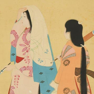 Two Beautiful Women and Cherry Blossoms - Masuda Gyokujo