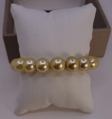 Armband Diep gouden Zuidzeeparels - 10x12 mm, Nieuw