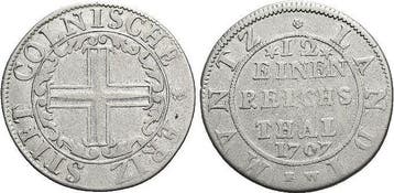 1/12 taler, daalder 1707 Koeln-erzbistum Domkapitel 1702-..., Verzenden
