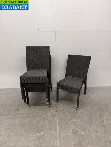Bolero polyrotan stoelen antraciet (4 stuks) Stapelbaar, Ophalen of Verzenden, Nieuw zonder verpakking