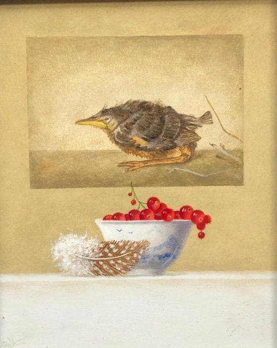 Ruud Verkerk - Hommage aan Jan Mankes, ‘Jonge spreeuw’., Antiek en Kunst, Kunst | Schilderijen | Modern