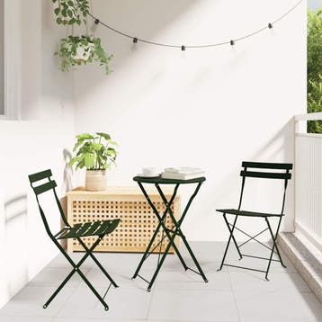 vidaXL Vouw Bistro Set 3 st Bossen Staal, Verzenden, Nieuw, Rvs, 3 zitplaatsen