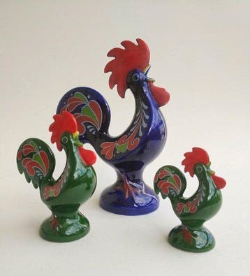 Goebel - Beeldje - Magnifique lot de 3 coqs en céramique