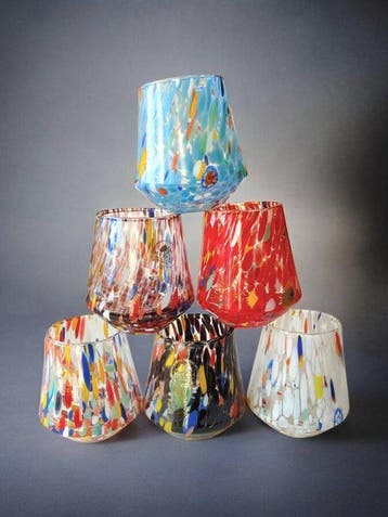 MurArt - Drinkset - Murano-glas - Set van zes glazen -