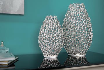 Filigraan vazen set van 2 ABSTRACT LEAF 40cm zilveren, Ophalen of Verzenden, Nieuw