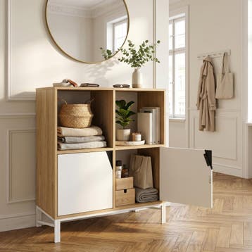 Kast Kerrköndam 94x76x40 cm Eikenlook/Wit [en.casa], Verzenden, Nieuw