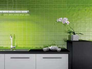Wandtegel Handvorm Geo Twist Decor Groen Glans 10x10, Nieuw, Minder dan 20 cm, 10 m² of meer, Wandtegels