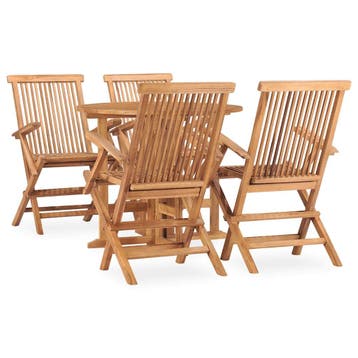 vidaXL 5-delige Tuinset inklapbaar massief teakhout, Tuin en Terras, Verzenden, Nieuw, Teakhout, Tuinset