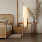 Japanse Wabi-sabi Vloerlamp van Hout met Stoffen Kap, Verzenden, Nieuw