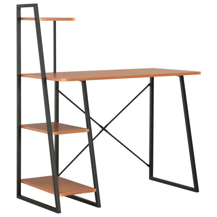 vidaXL Bureau met schappen 102x50x117 cm zwart en bruin, Huis en Inrichting, Bureaus, Nieuw, Verzenden