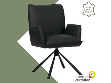 Leren draaibare eetkamerstoel Elite - Toledo Nero (zwart) -, 60 tot 90 cm, Nieuw, Leer, Ophalen of Verzenden