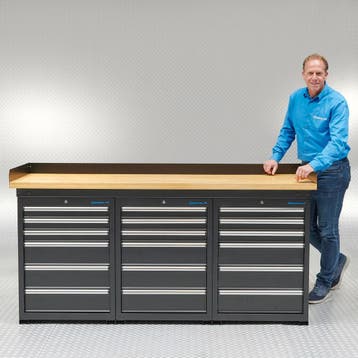 Datona Werkbank PRO - eiken werkblad - 18 lades - 200 cm -, Ophalen of Verzenden, Nieuw