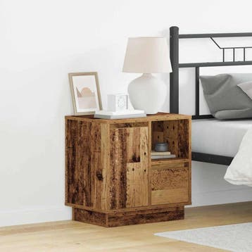 vidaXL Nachtkastje Oudhout 50 x 34,5 x 50 cm. Bewerkt hout, Minder dan 45 cm, Verzenden, Nieuw, Minder dan 55 cm