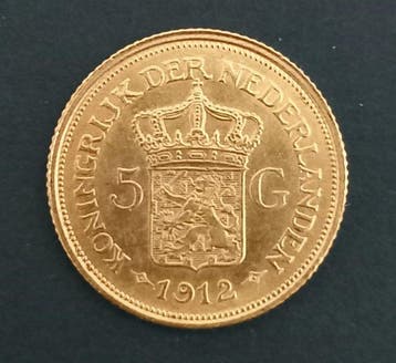 Nederland. Wilhelmina. 5 Gulden 1912