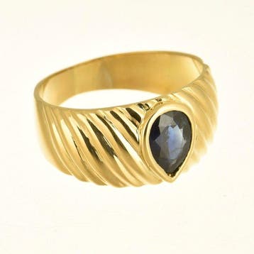 Ring - 18 karaat Geel goud Saffier, Nieuw