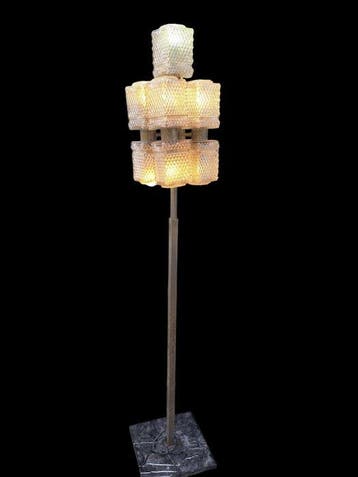 Staande lamp - Glas, IJzer, Antiek en Kunst