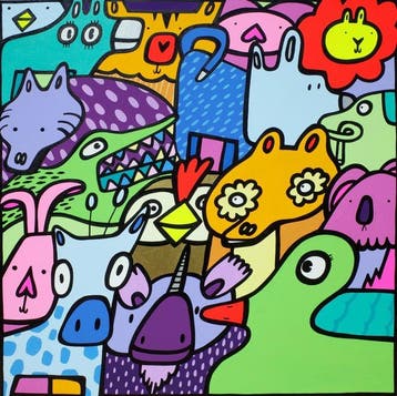 Kev Munday - Barks & Roars, Antiek en Kunst, Kunst | Schilderijen | Modern