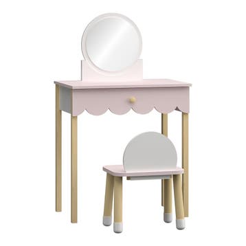 Kaptafel met stoel Vestnes 93x56x36 cm roze en wit [en.casa], Verzenden, Nieuw