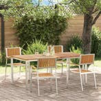 vidaXL Buiten eettafelset 5 pcs Bruin Massief Teakhout, Tuin en Terras, Tuintafels, Verzenden, Nieuw