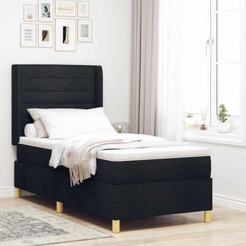 vidaXL Boxspringbed met LED-stripverlichting Zwart 80 x 200, Verzenden, Nieuw, Zwart, Stof