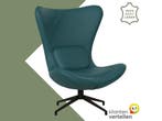 Leren draaifauteuil Soul - Toledo Turquoise (blauw) -, Bohemian, Modern, Scandinavisch, Nieuw, Ophalen of Verzenden, 75 tot 100 cm