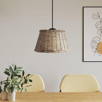 Hanglamp Kap Rieten Look 50cm | Tweedekansje | OP=OP, Ophalen of Verzenden, Nieuw, Rond