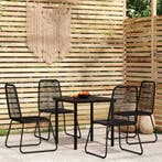 vidaXL 5-delige Tuinset zwart, 4 zitplaatsen, Verzenden, Nieuw, Rvs