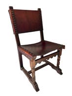 Stoel - Leder, Eik - Prachtige Spaanse Barok