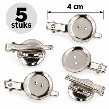 DIY Haarklemmen 4cm - Plakschijf en Broche - Metaal - Zilver, Nieuw