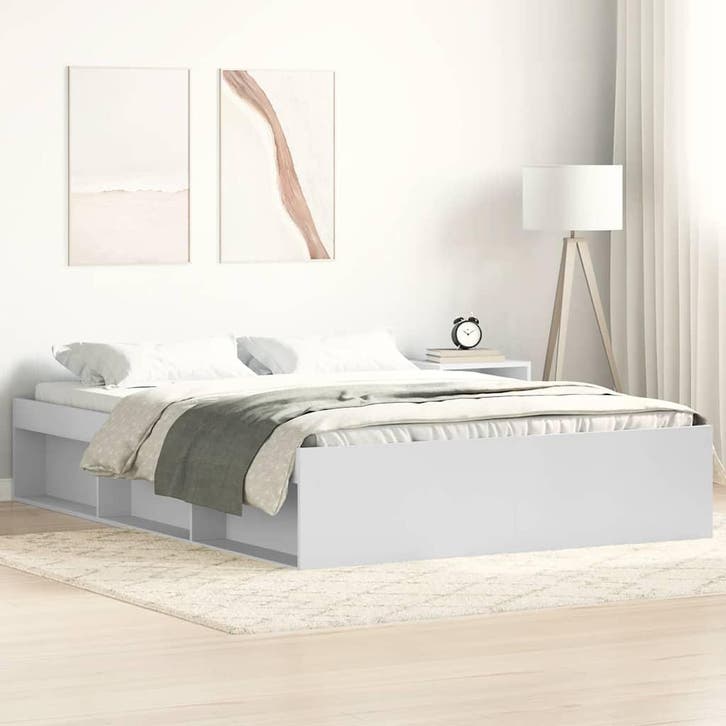 vidaXL Bedframe wit 150x200 cm King Size, Huis en Inrichting, Slaapkamer | Bedden, Overige maten, 200 cm, Wit, Tweepersoons, Nieuw