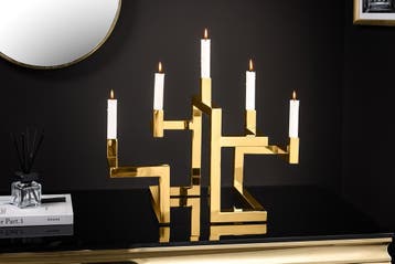 Elegante kandelaar ABSTRACT 50cm goud voor vijf kaarsen, Ophalen of Verzenden, Nieuw