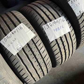 2 x Hankook 195-40-16 Zomerbanden 6mm, Gebruikt, 16 inch, Ophalen of Verzenden, Band(en)