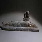 Oud-Egyptisch Schist God Oxyrhynchos vis. 11 cm lang.
