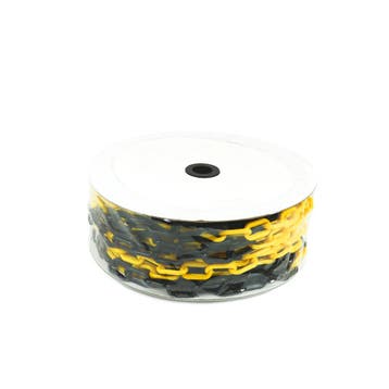 Afbakeningsketting  -  Geel & Zwart  -  25 m (roll) x 8 mm, Verzenden