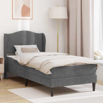 vidaXL Bedframe met hoofdeinde Donkergrijs 80 x 200 cm, Huis en Inrichting, Verzenden, Nieuw, Stof